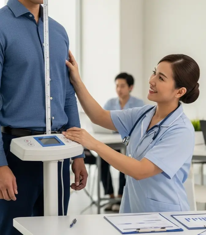A biometrics screening given in a workplace
